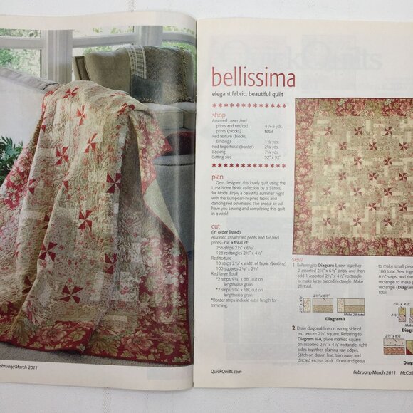 McCalls Quick Quilts Magazine Feb Mar 2011 15 Sewing Patterns & Tips Modern Easy - Picture 6 of 13